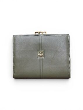 Givenchy Paris Leather Compact Wallet Kiss Lock Olive Green